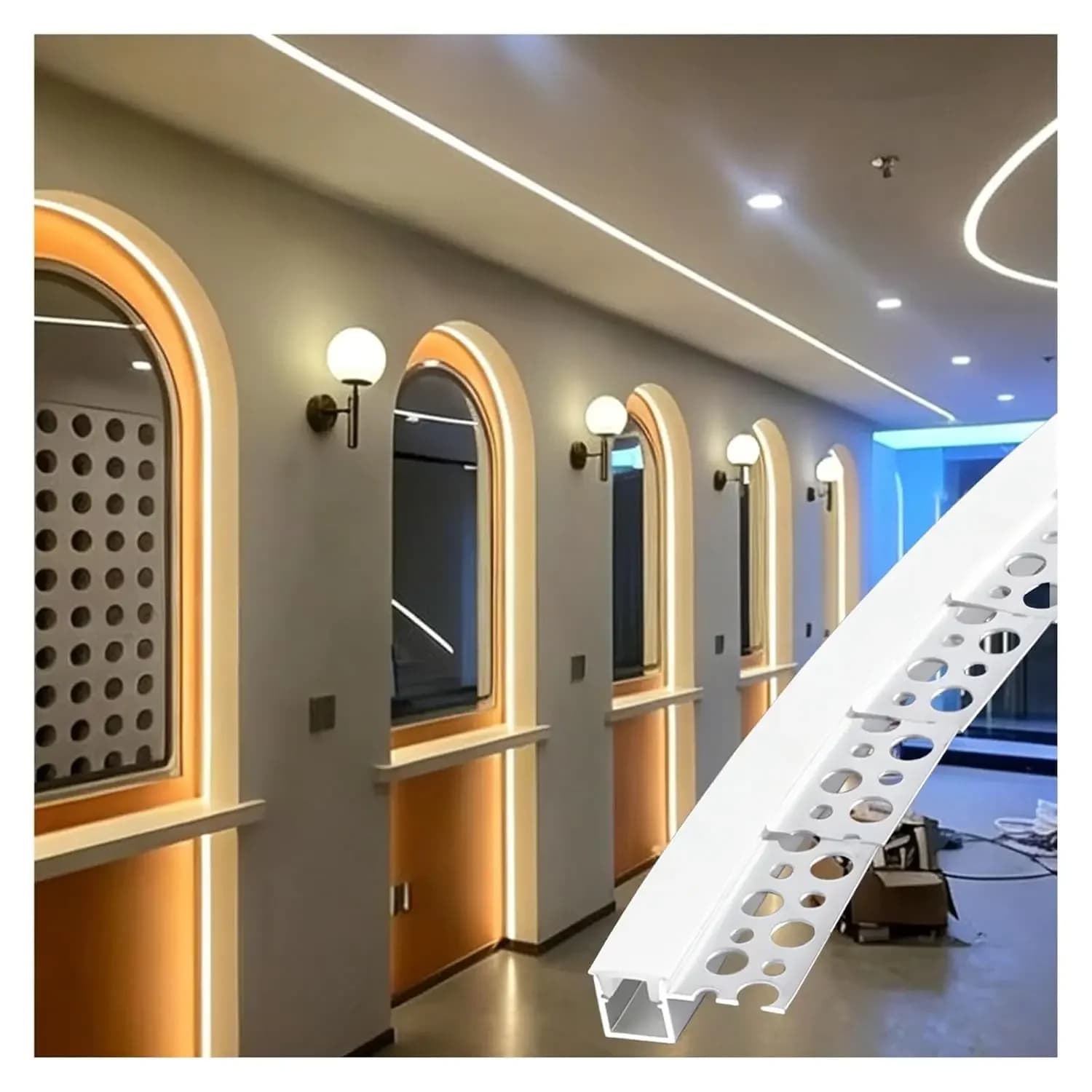 Plaster in Led Profile Single Edge, Led Aluminium Channel Profiles Extrusion Diffuser Strip Lights Cover, Linear Track for Corne