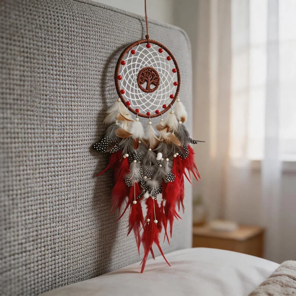 Feather and For Crystal For Dream Catcher for Wall Art Installation and Interior Narrative Building Feather and