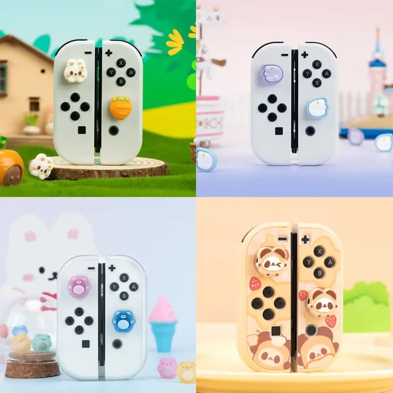 Custodia protettiva per impugnatura per pollice morbida in silicone super simpatico coniglio per interruttore Oled NS Lite Joy-con Controller Custodia per levetta