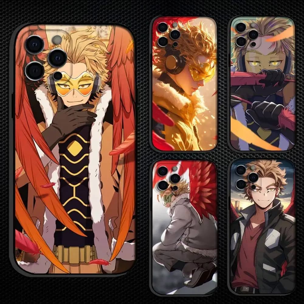 Custodia per telefono M-My Hero Hawks per iPhone 16,15,14,13,12,11 Plus,Pro Max, altre cover nera morbida