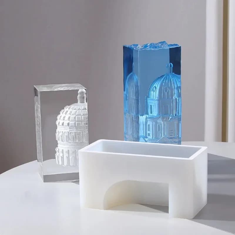 Stampo in Silicone per Chiesa a Cupola Europea, Stampo in Resina con Rilievo del Pantheon Romano per Decorazioni da Scrivania