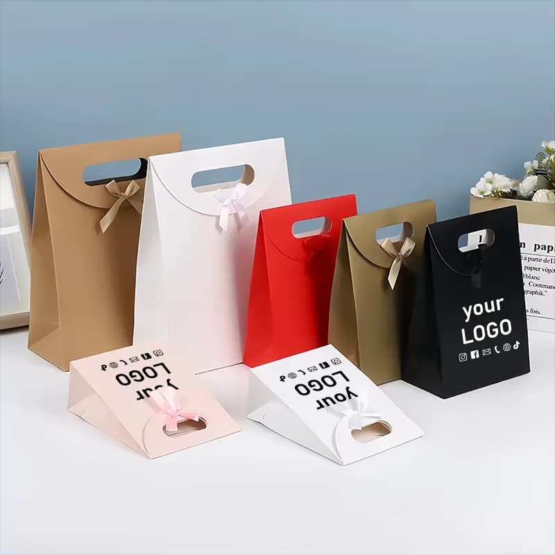 50 sacchetti regalo per il 50° compleanno, sigillati con filo metallico, carta KRT, coperchio pieghevole, scatola per confezionare caramelle, fiocco. Logo personalizzabile