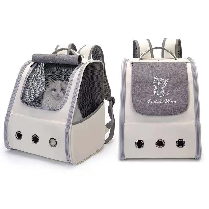 Zaino da viaggio per gatti Zaino da viaggio portatile traspirante per cani e gatti con cintura anti-breakaway Design a tre porte AA074