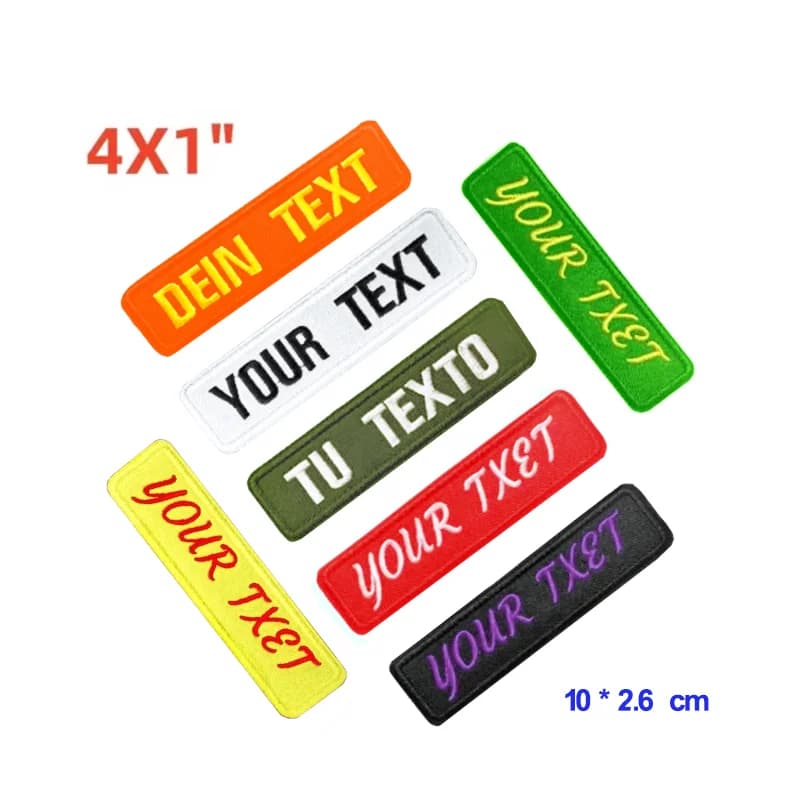 Toppa con nome termoadesivo da ricamo personalizzato 4 * 1 '' Etichetta con numero militare personalizzato ID logo personalizzato per gilet con borsa per abbigliamento multiplo