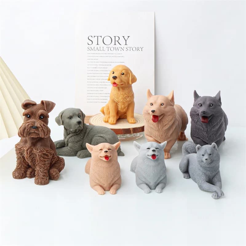 Multi Style Dog Cat Silicone Candle Mold DIY Cute Curly tail Cat Animal Pets Schnauzer Shiba Inu Home Decor Gifts