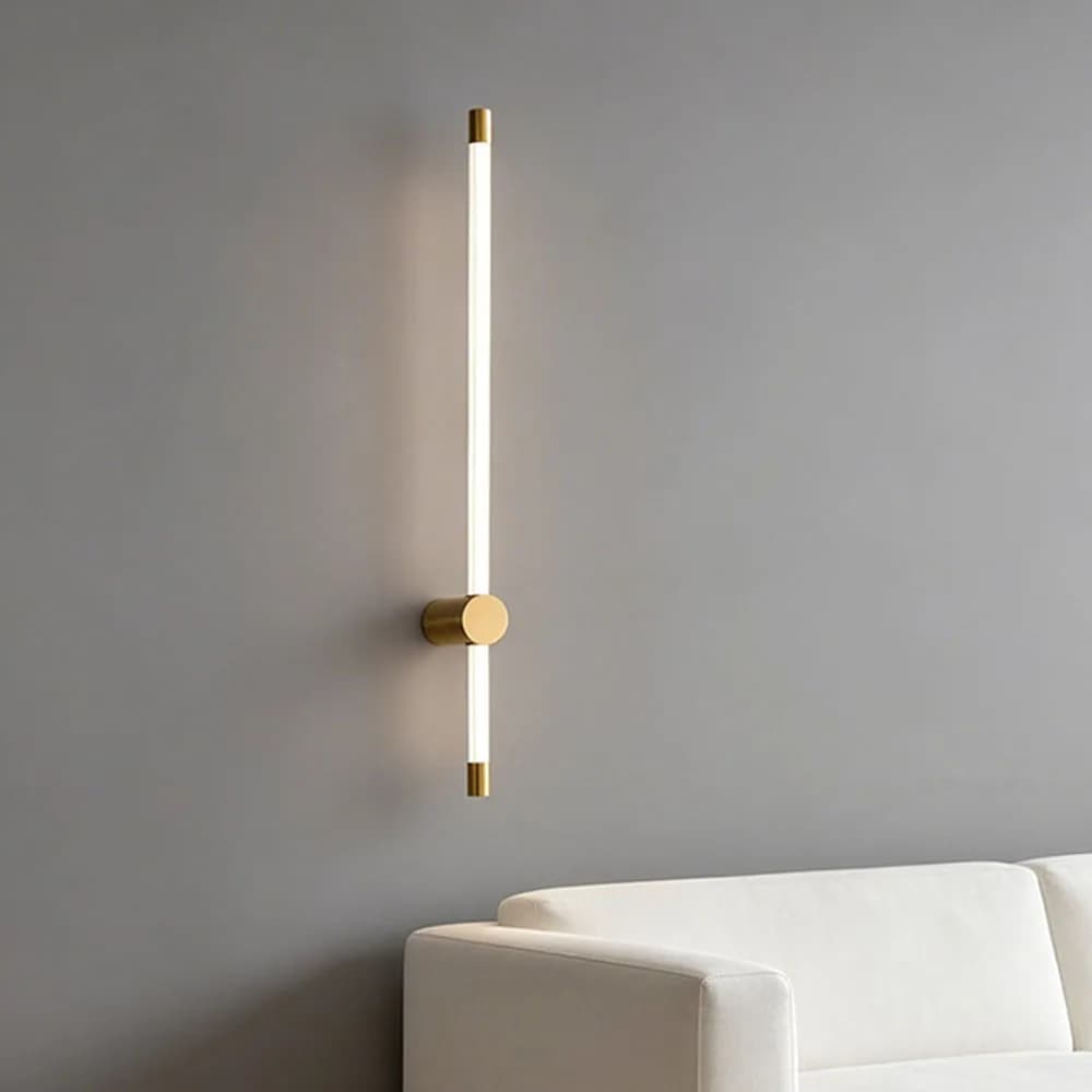 Applique da Parete a LED in Ottone Nero con Paralume in Acrilico, Moderna Luce Lineare per Specchio da Bagno