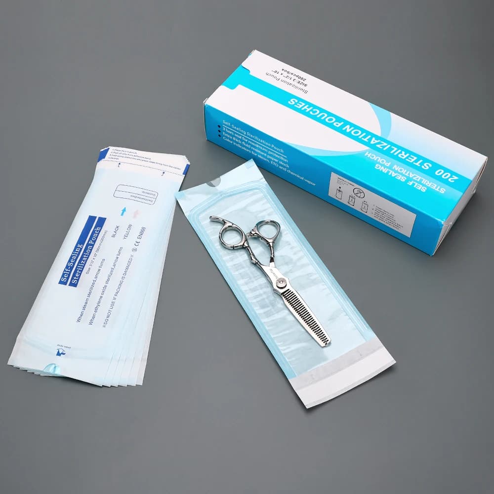 200 pz Auto sigillante Sacchetto di Disinfezione Forbici Rasoio Sacchetto di Disinfezione Usa E Getta Taglio Dei Capelli Strumento di Disinfezione Accessori Strumento