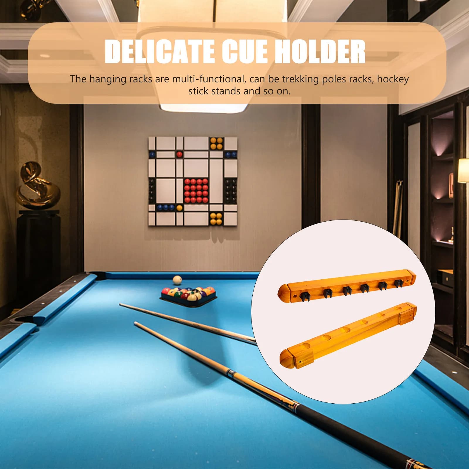 Set Premium di Supporti per Stecche da Biliardo, Espositore da Parete Resistente per Stecche da Pool, Porta Collezione Decorativo Multi-Foro