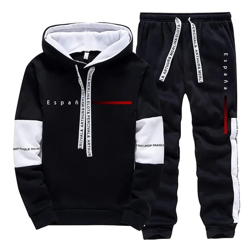 Set Moda Spagnola per Uomo: Felpa con Cappuccio e Pantaloni Sportivi, Tuta Casual per Tutte le Stagioni, Completo Sportivo a Maniche Lunghe