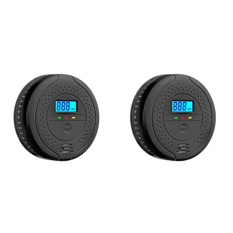 Stable Performance-2X Carbon Monoxide Detector CO Sensor Warning For Home Kitchen High Sensitive Warning LCD Display CO Alarm