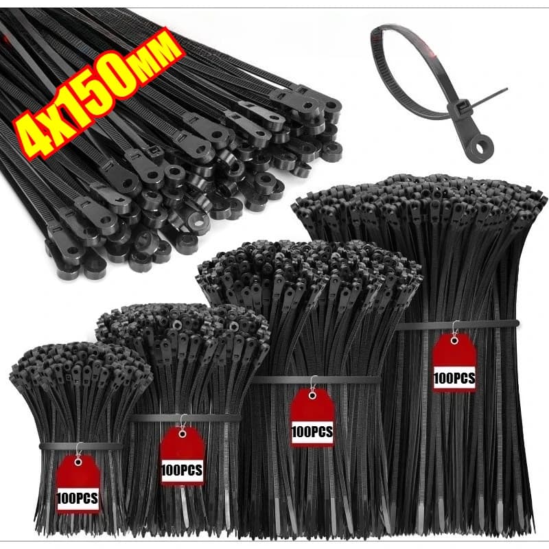 Nuove fascette stringicavo in nylon con foro per vite, multiuso, resistenti, regolabili, autobloccanti, per organizzazione cavi, cinghie di fissaggio fai-da-te
