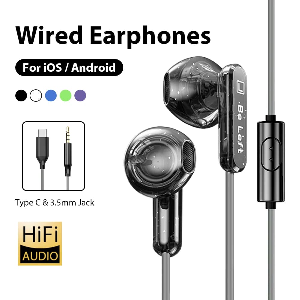 Cuffie cablate di tipo C Auricolari jack da 3,5 mm Suono surround HiFi con microfono Auricolari per Samsung Galaxy iPhone 17 16 15 Air Headse
