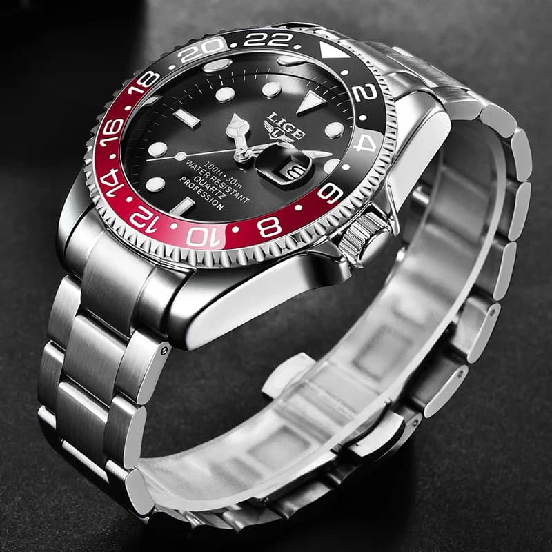 Orologio da Uomo LIGE di Alta Gamma, Elegante Orologio al Quarzo di Lusso, Luminoso e Impermeabile, Sportivo in Acciaio, Regalo per Uomo