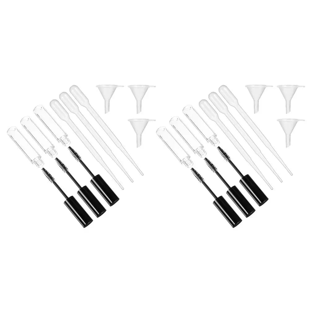 1 set di flaconi vuoti per mascara, kit trasparente ricaricabile, piccolo contenitore per eyeliner liquido, portatile per viaggi e conservazione.