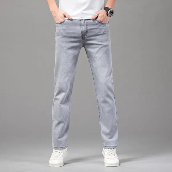 Men's Thin Jeans Summer Comfortable Straight Body Business Casual High Waist Trousers Brand Men's Clothing