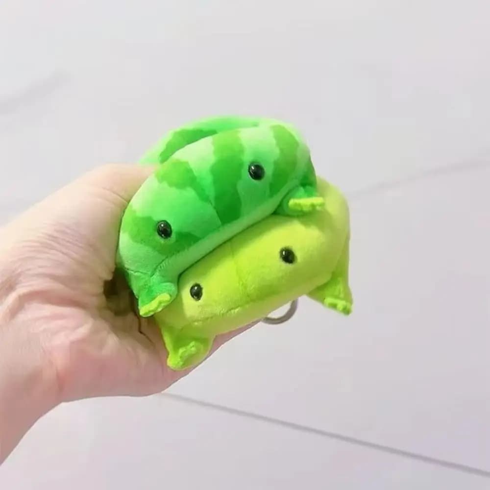 Portachiavi a Forma di Rana Verde in Stile Cartone Animato, in Cotone PP, Morbido e Soffice, Peluche Decorativo per la Casa