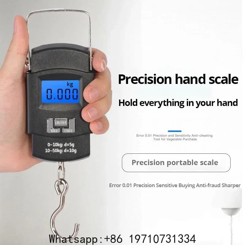 Bilancia Elettronica Portatile per Bagagli da 50kg con Display LCD, Bilancia Digitale con Gancio per Consegne Express