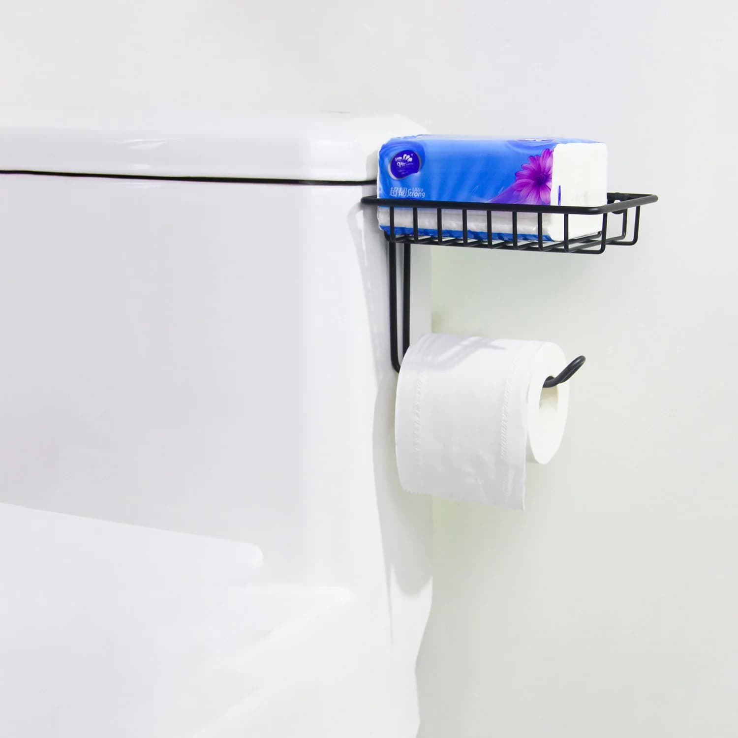 Wall-Mounted Toilet Paper Holder with Storage, Metal Trim Freestanding Toilet Paper Roll Holder, Polished Finish for Bathroom
