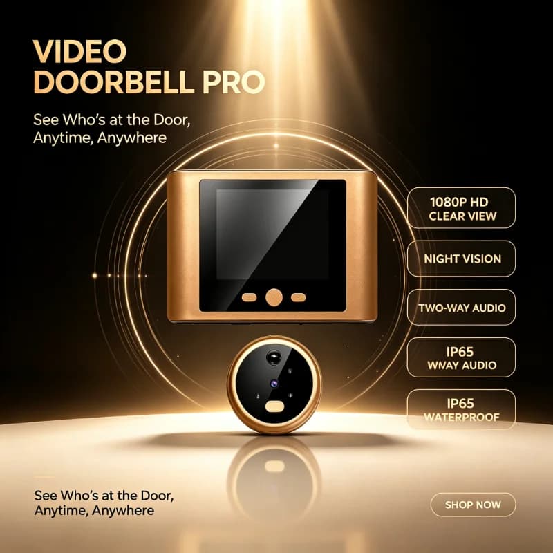 HD Camera Door Peephole with 2.8' LCD Screen PIR Motion Detection IR Night Vision Digital Electronic Viewer Bell Photo Video Rec