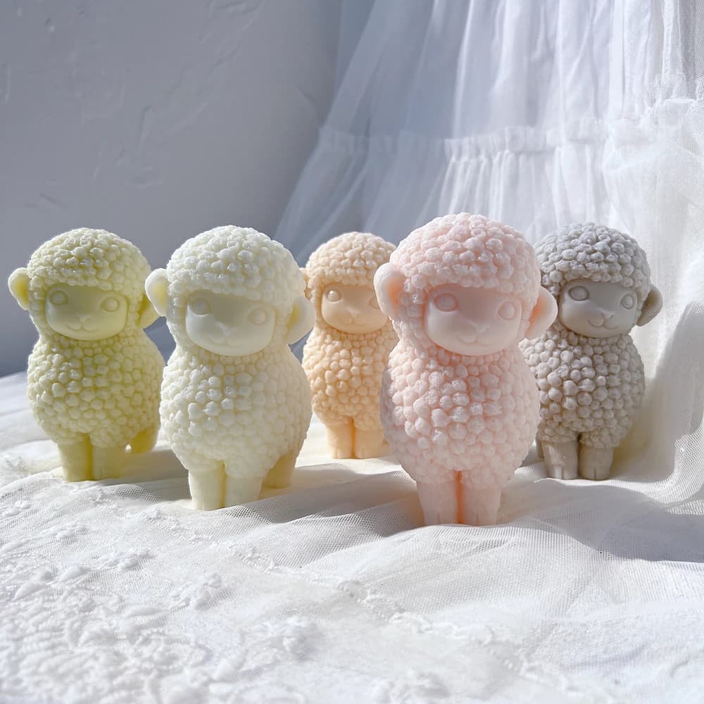 Simpatico stampo per candele in silicone per pecore, agnello, capre, stampo in silicone per animali da fattoria, stampo per cera, sapone, decorazioni per la tavola, regalo