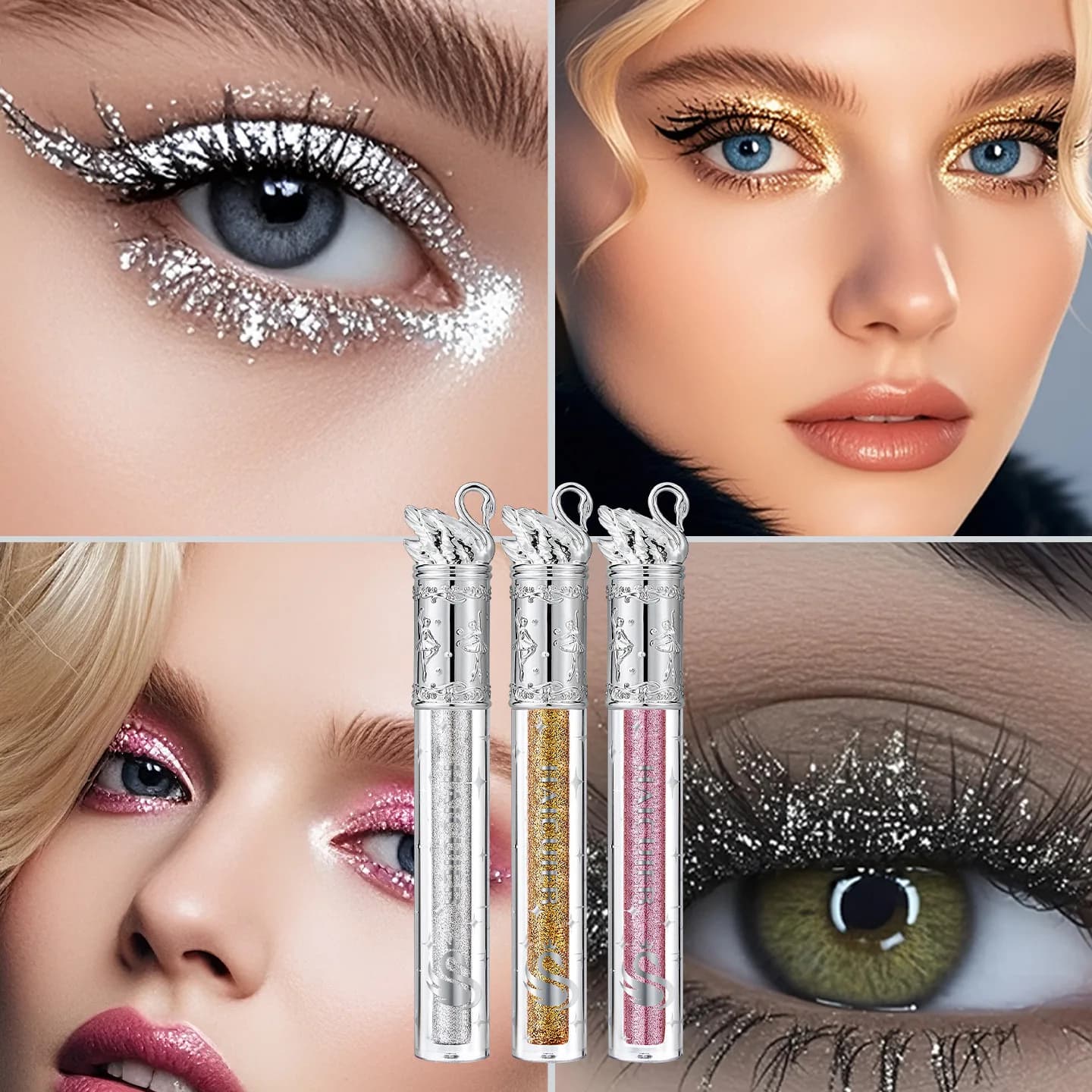 Broken Diamond with Flash Mascara, Waterproof, Curly, Slender and Dense, Not Easy To Smudge, Fine Glitter Mascara