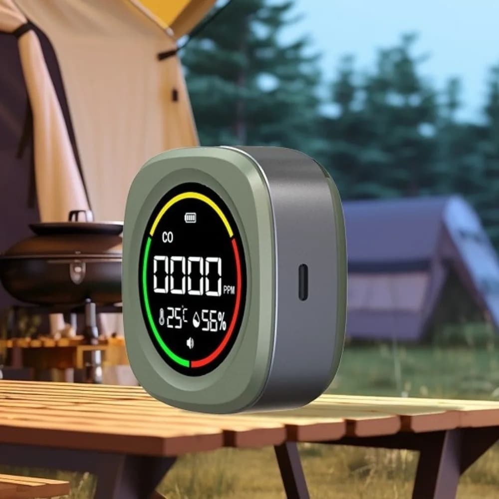 Rilevatore di Monossido di Carbonio 3 in 1 Ricaricabile, Allarme CO Magnetico con Display LCD ad Alta Definizione, Monitor Qualità dell'Aria per Garage