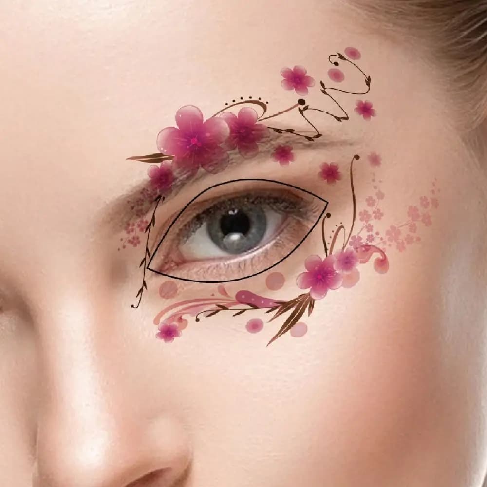 Adesivi per Tatuaggi Occhi Impermeabili, Tatuaggi Temporanei alla Moda, Eyeliner Colorato a Trasferimento d'Acqua