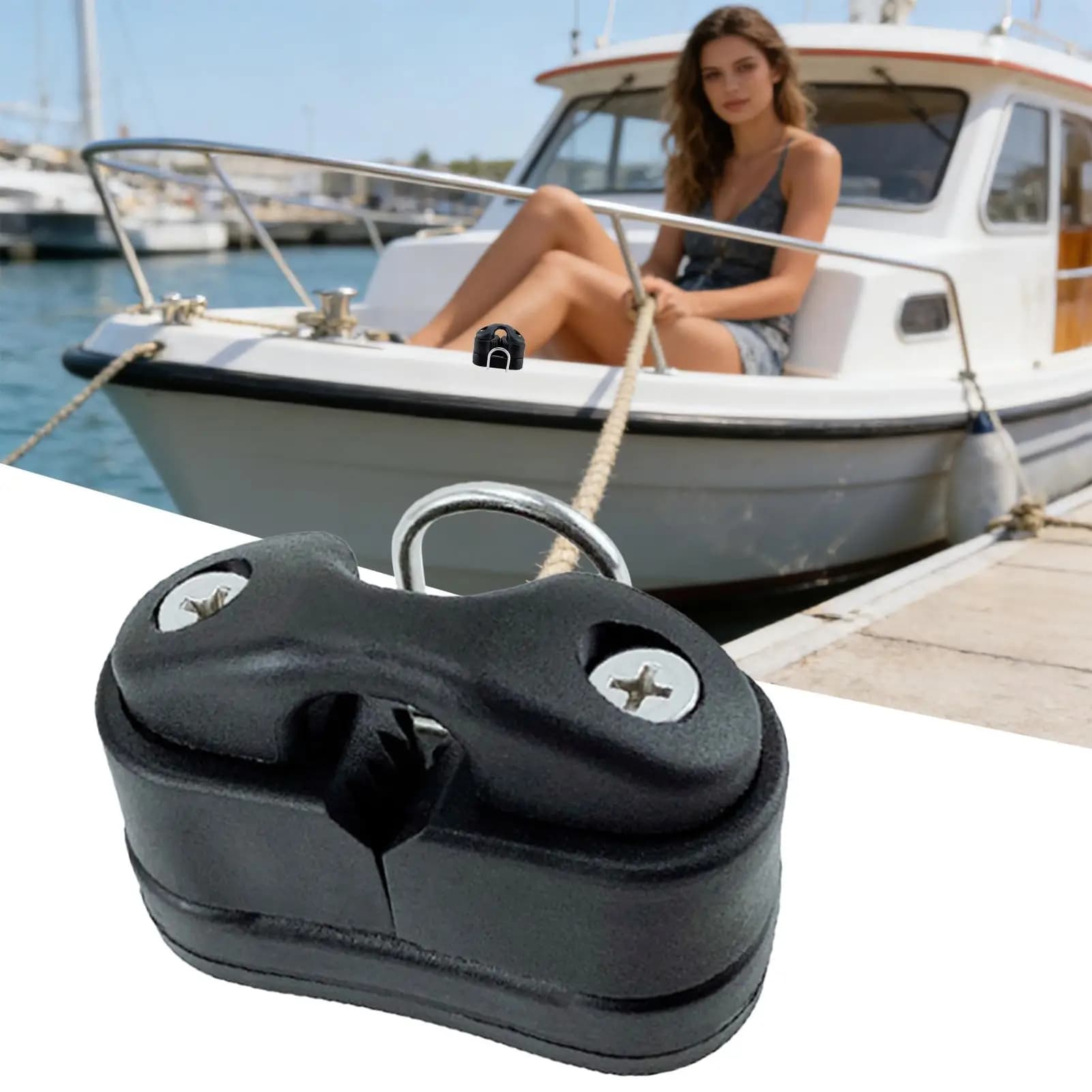 Automatic Nylon Rope Cam Cleat Wear Resistant Marine Accessory For Kayaking Paddleboarding Yacht Dinghy Canoe Dock Mooring