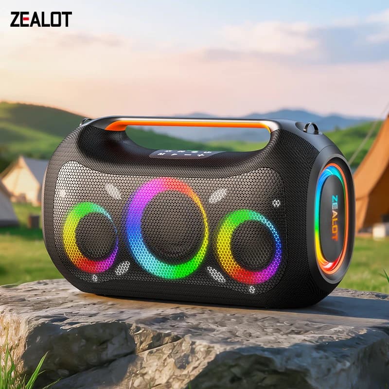 Altoparlante Bluetooth Impermeabile da Esterno ZEALOT ZE51 250W Bassi Potenti Batteria Grande Capacità 48000mAh Luce RGB Wireless Portatile