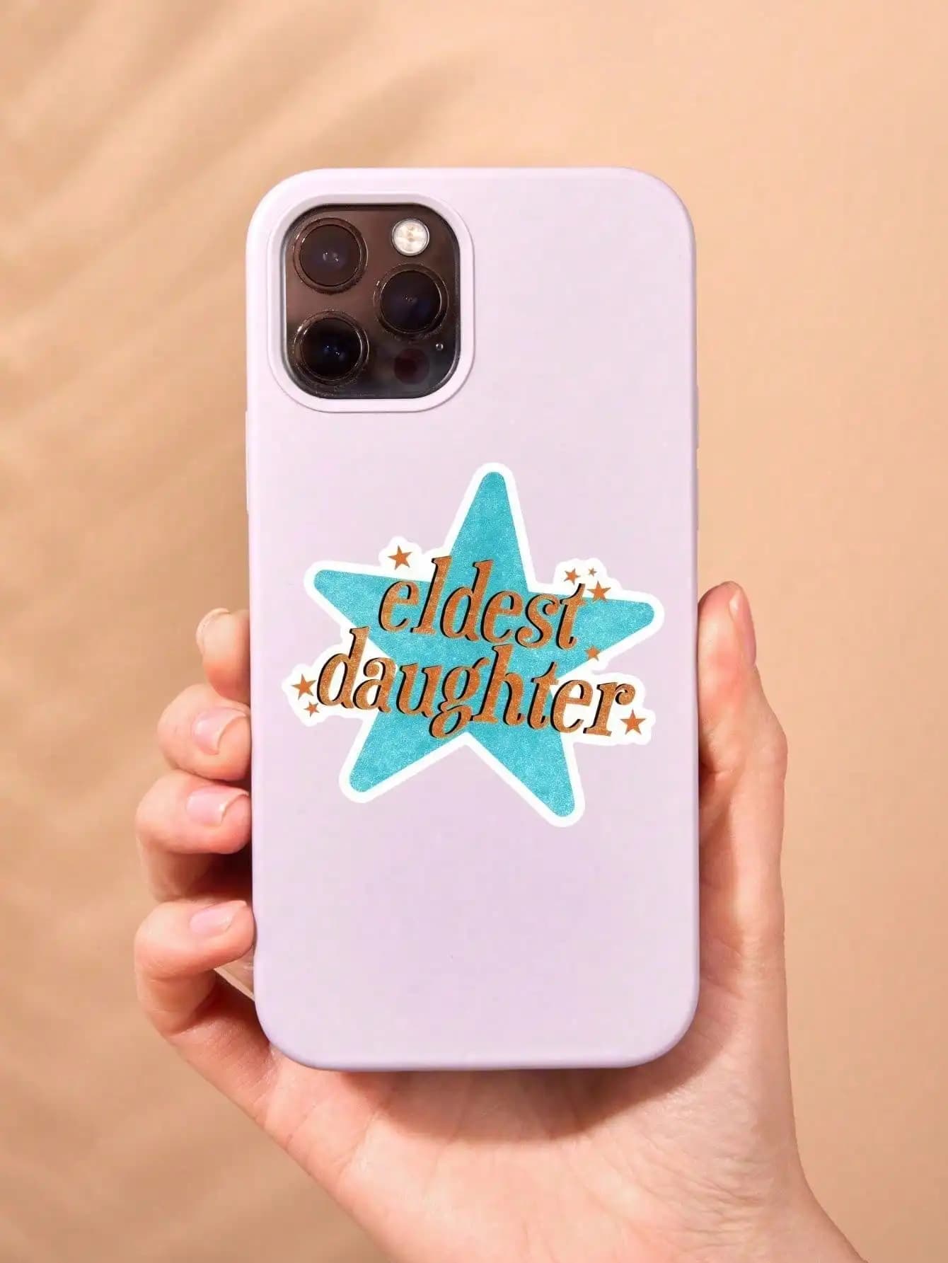 5pcs "Eldest Daughter" Glitter Star Sticker, Aesthetic Personalized Label Decal, Sarcastic Quote Sticker For Laptop, Kindle, Water Bottle, Creative Gift For Big Sister, Y2K Style Stationery Decor