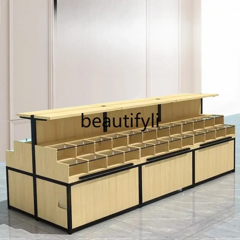 Vetrina espositiva per cereali da supermercato, mobile Zhongdao per prodotti fritti da minimarket, scaffali in acciaio e legno per frutta secca