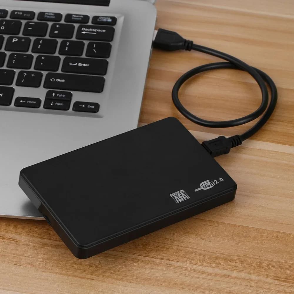 AED7-2.5 pollici USB HDD Custodia Sata a USB 2.0 Disco rigido SATA Custodia esterna HDD Scatola per disco rigido con cavo USB
