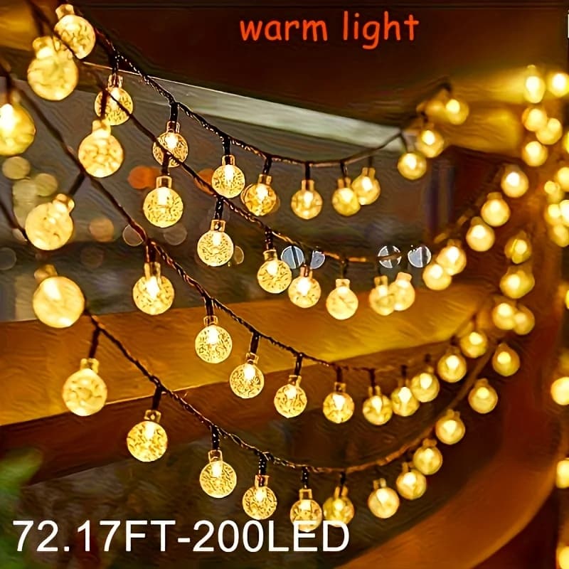 20/30/50/100/200LED Luci a stringa a bolle solari LED String Light Impermeabile Cortile esterno Giardino Lucine Decorazioni