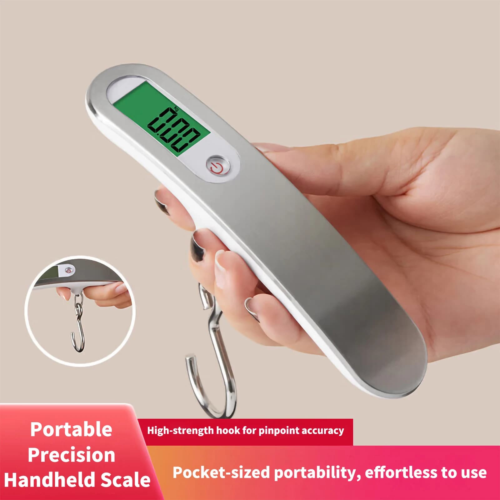 Bilancia Digitale LCD per Bagagli 50kg x 10g, Bilancia Elettronica Portatile, Bilancia a Gancio per Valigie e Borse da Viaggio