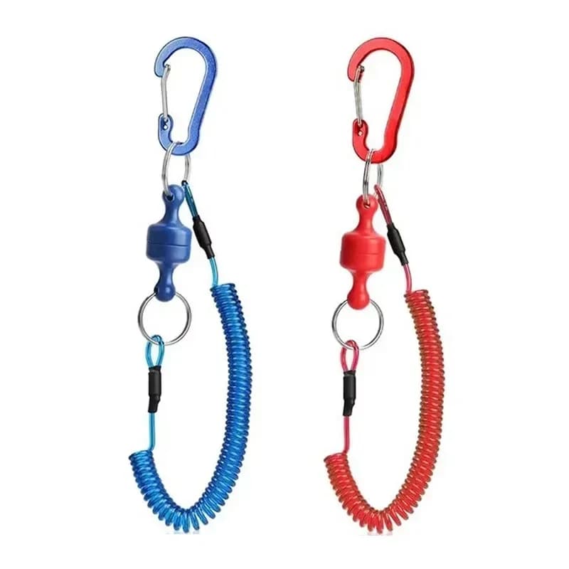 1-4pcs Fishing Coil Lanyard Hook Buckle For Fly Fishing Strong Magnetic Release Clip Net Rack With Fishing Tools Coiled