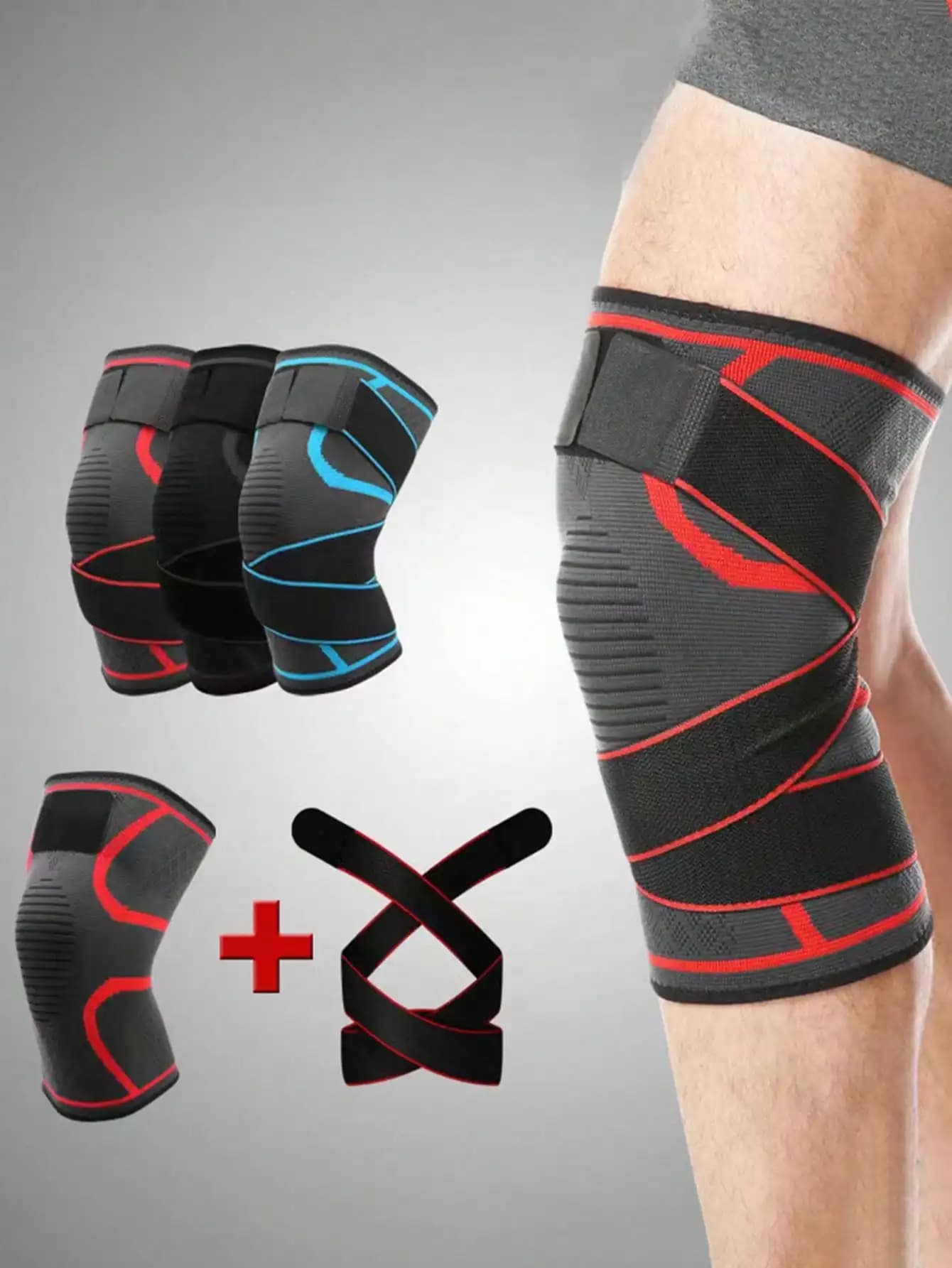 Men's Sports & Fitness Knee Pads, Knitted Compression Knee Support Brace For Hiking, Basketball, Cycling, Gym, Cozy