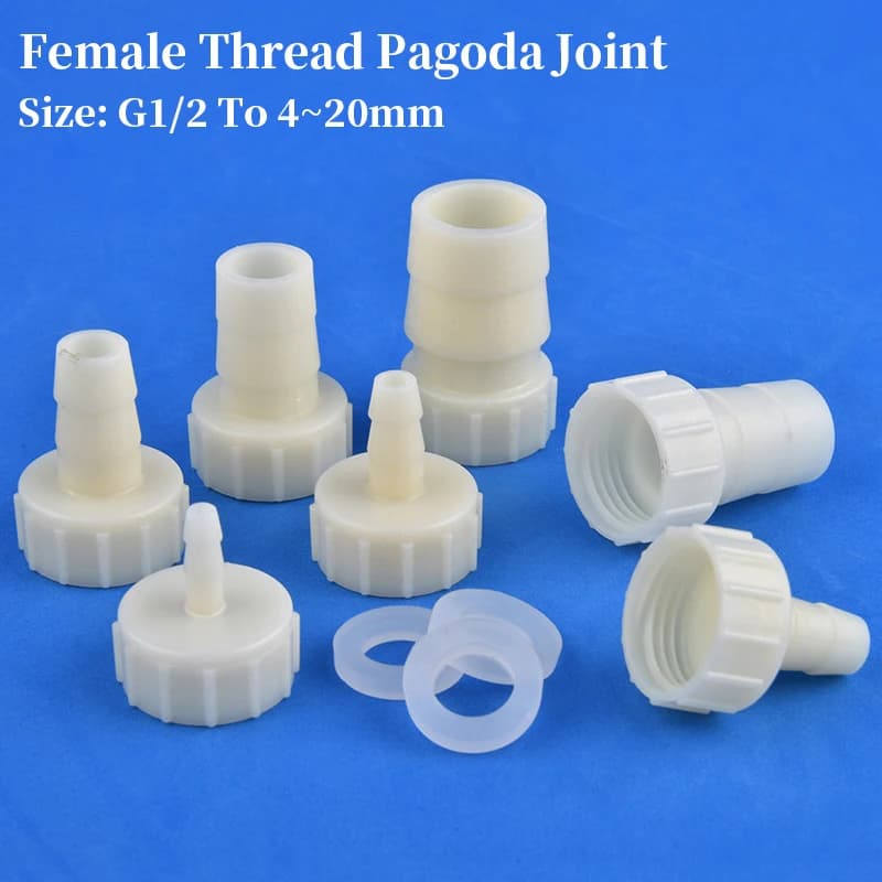 5-20 Pezzi Connettore per Tubo con Filettatura Femmina G1/2 a 4-20mm, Giunto Diretto a Pagoda in ABS per Acquario, Giunto per Tubo Pompa Aria, Raccordi Fai da Te