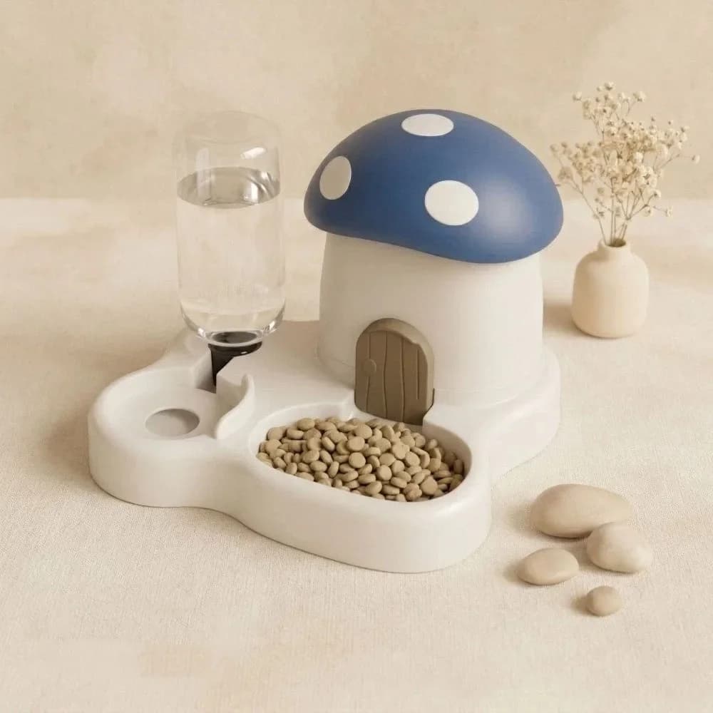 1Pc Mushroom Shape Automatic Pet Feeder, Large Capacity Moisture-proof Gravity Cat Food Dispenser for Small Medium Cats