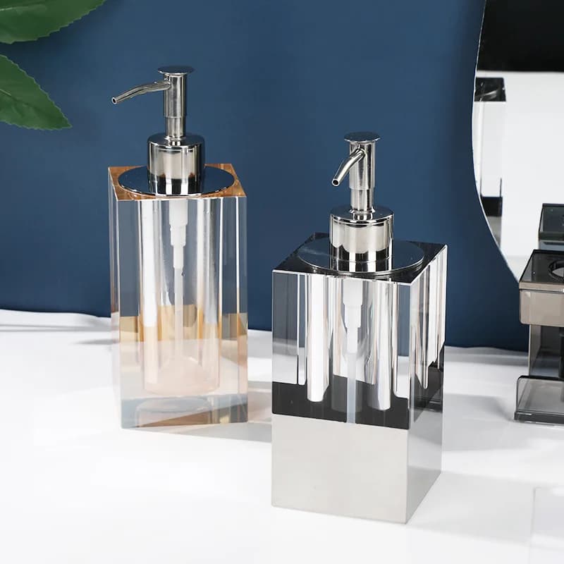 Dispenser di sapone con diamanti geometrici premium, vetro di cristallo, hotel di lusso, casa, bottiglia di lozione, dispenser di sapone, accessori per il bagno