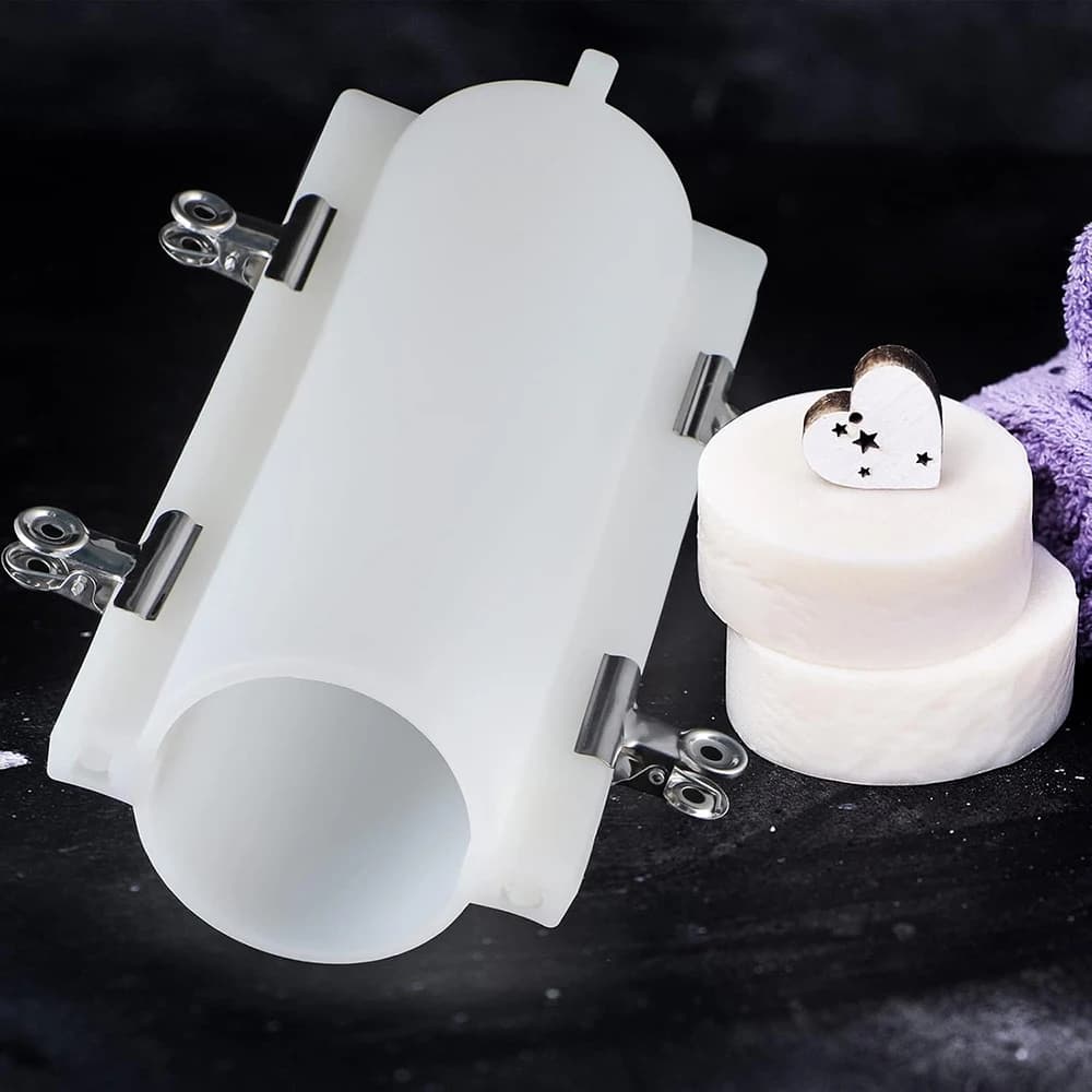 Big Cylinder Tube Soap Mold with Clips, 1000ml Silicone Column Mould, Embed Soap Making Supplies for DIY Soap, Handmade Candle