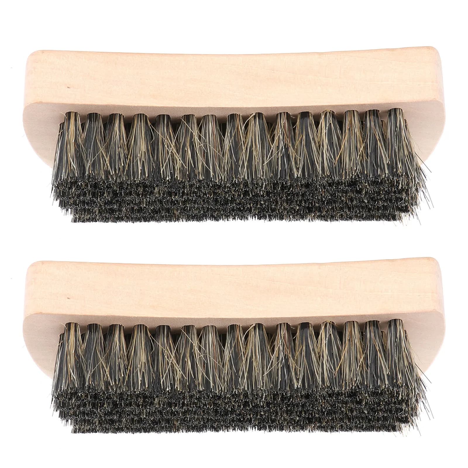 Set di 2 Spazzole per Scarpe in Legno Naturale con Setole, Manico Ergonomico Antiscivolo per Pulizia Scarpe e Lavaggio Vestiti