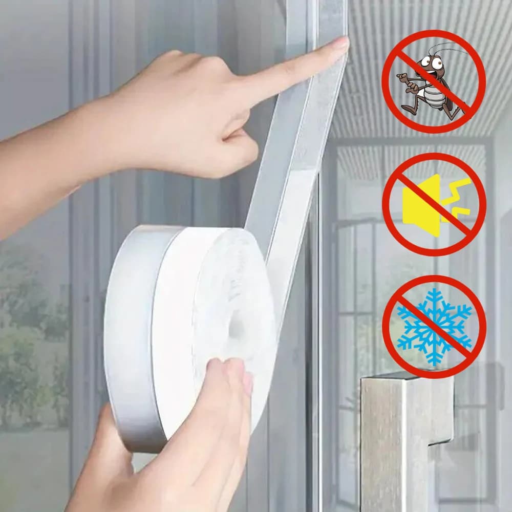 Striscia di tenuta per porta 3M Nastro sigillante autoadesivo per finestra Striscia antivento per polvere Striscia meteorologica per porta di casa Guarnizione insonorizzata trasparente