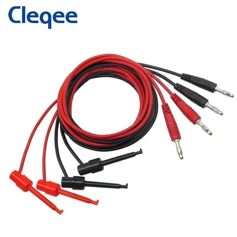 Cleqee P1039 Spina a banana da 4 mm per testare il kit di cavi di prova con clip a gancio Cavo mini-grabber per strumenti di test elettronici multimetro 2 pezzi/4 pezzi