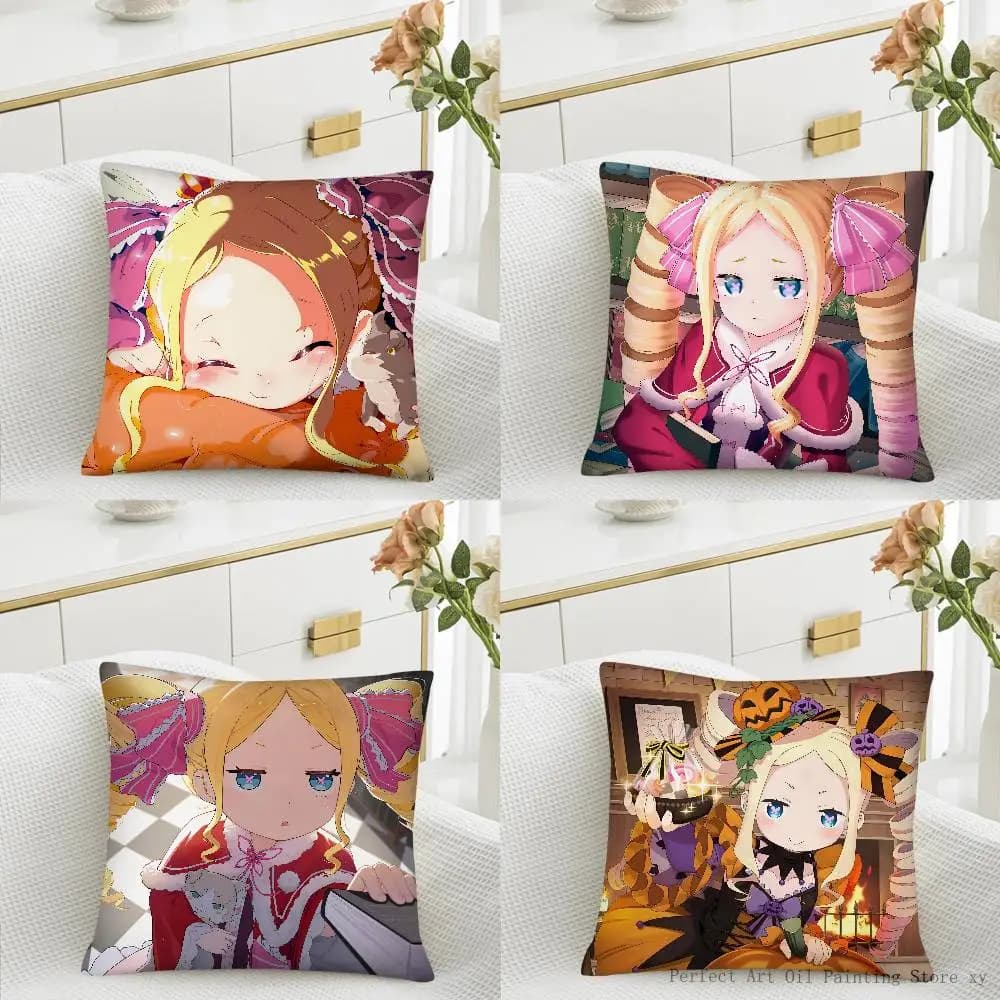 Cute Beatrice Cartoon Kawaii Anime Re Zero Pillow Case Fashion Square Pillowcase Bedroom Sofa Room Ins Decoration Leisure