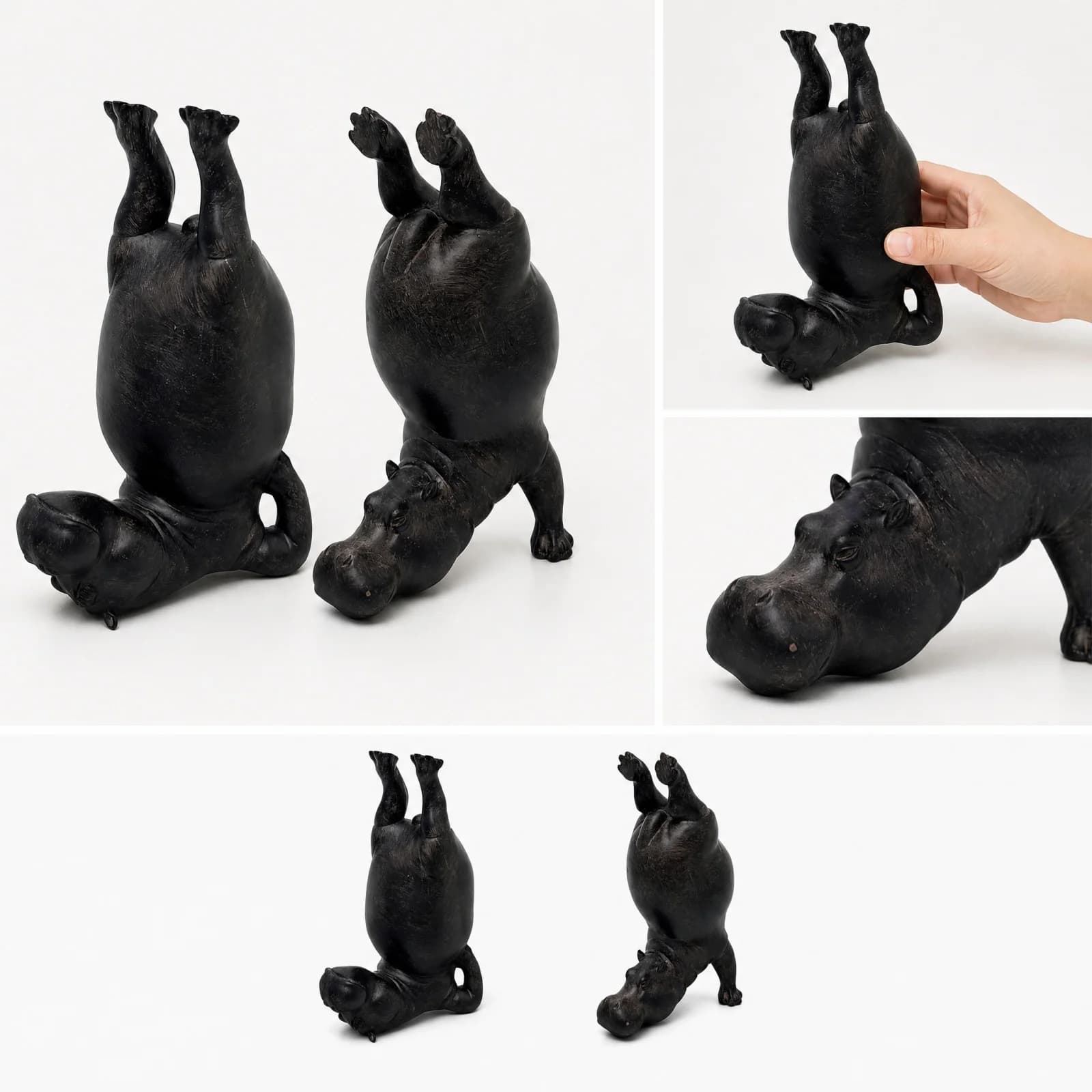 Resin Yoga Pose Hippo Ornament Funny Acrobat Design Yoga Hippo Bookend 10-Inch Tall Support & Stable Build for Home Decoration