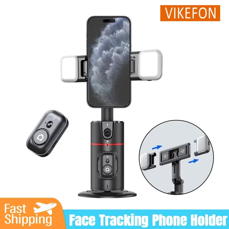 P02 Supporto per telefono da tavolo Monitoraggio automatico del volto 360 ° Rotazione per iPhone 16 15 Samsung S23 Xiaomi Selfie Stick Gimbal portatile