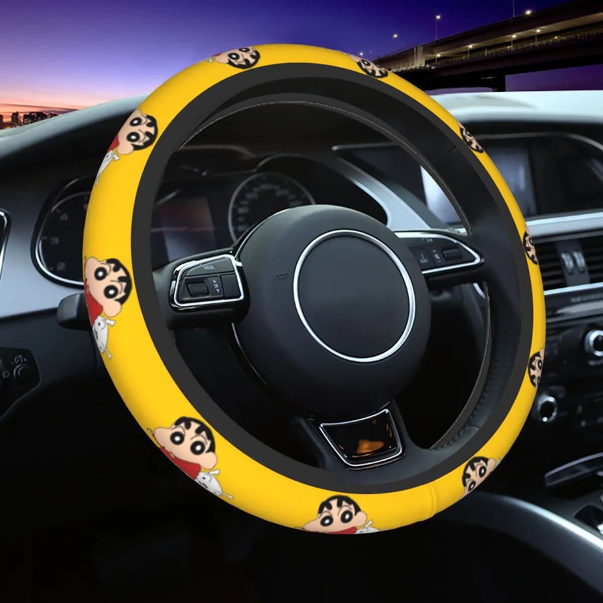 Coprivolante Morbido con Personaggio Shin-chan, Protezione Universale per Volante 14.5-15 Pollici, Accessori Auto
