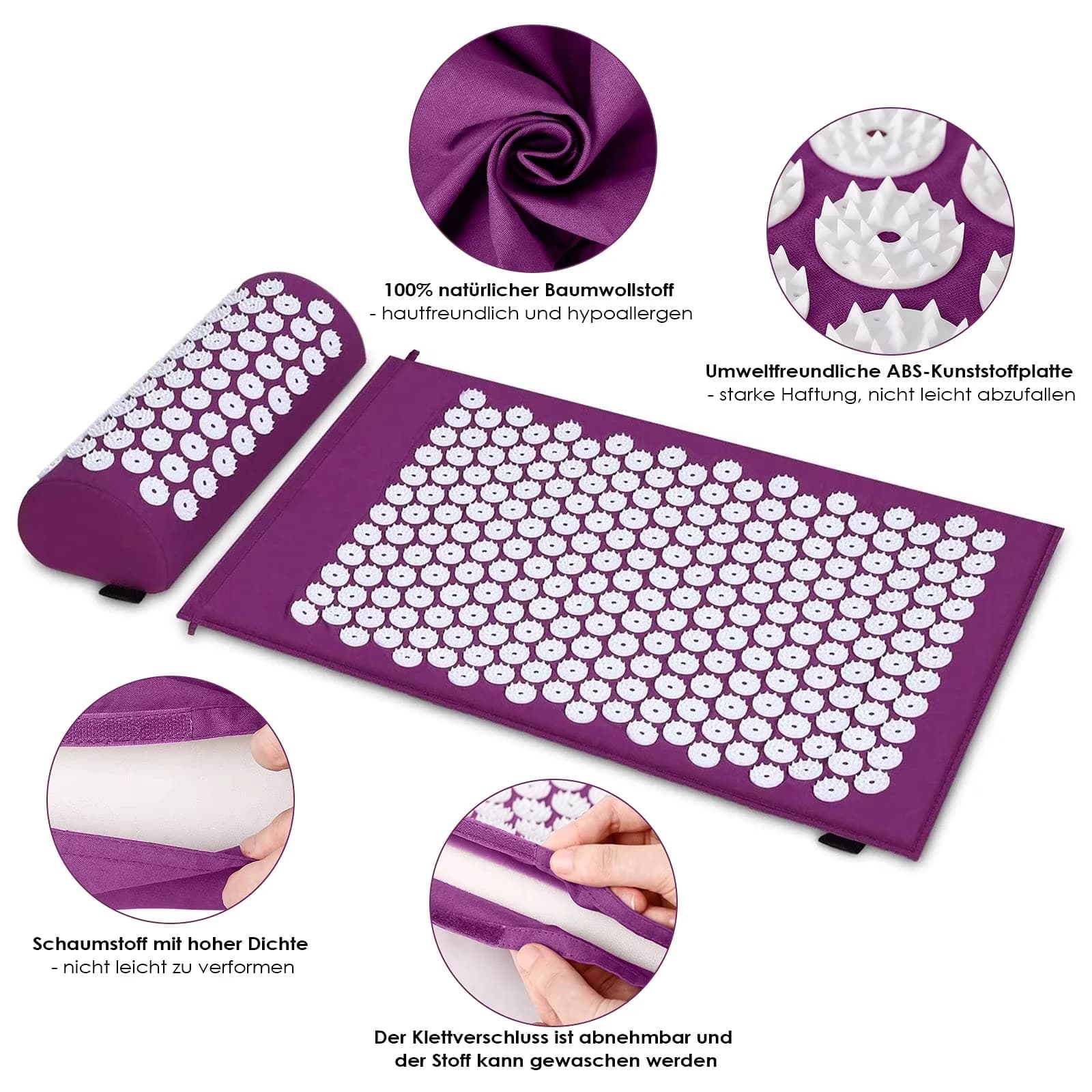 Multi Massager Cushion Massage Yoga Mat Acupressure Relieve Pain Stress Back Body Pain Spike Mat Acupuncture Mat and Pillow Set