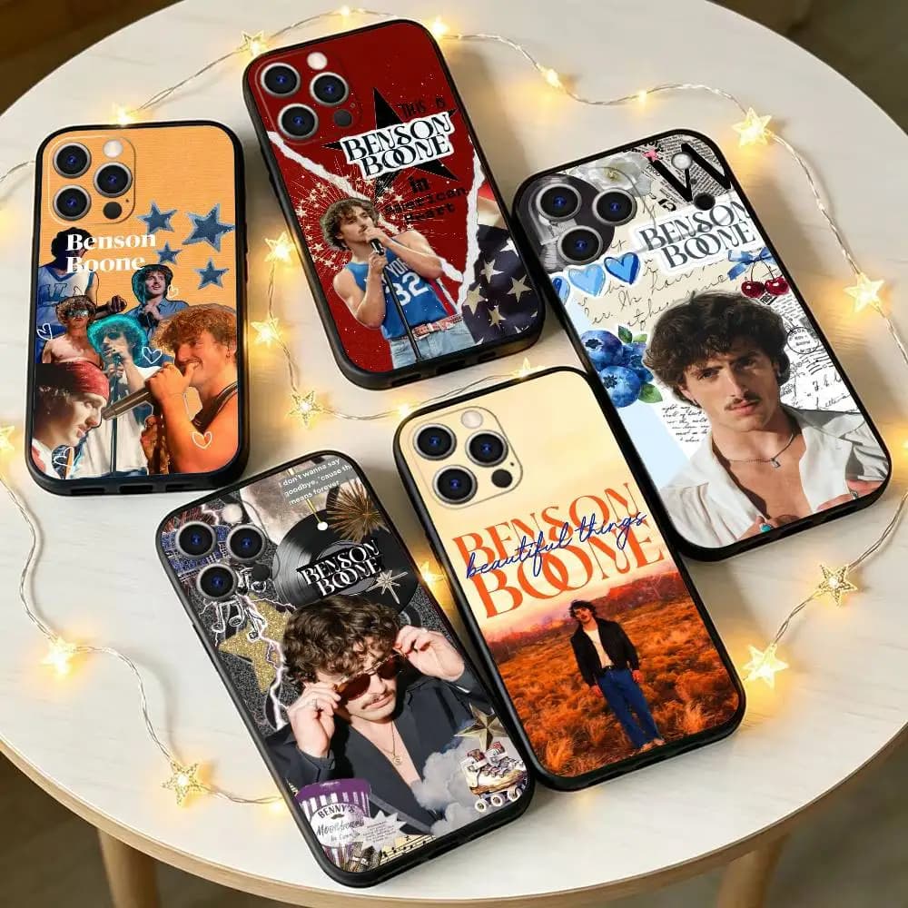 Cover per iPhone Benson B-Boone Pop Singer in morbido silicone nero per modelli 17, 16, 15, 14, 13, 12, 11 Plus, Pro Max, XS