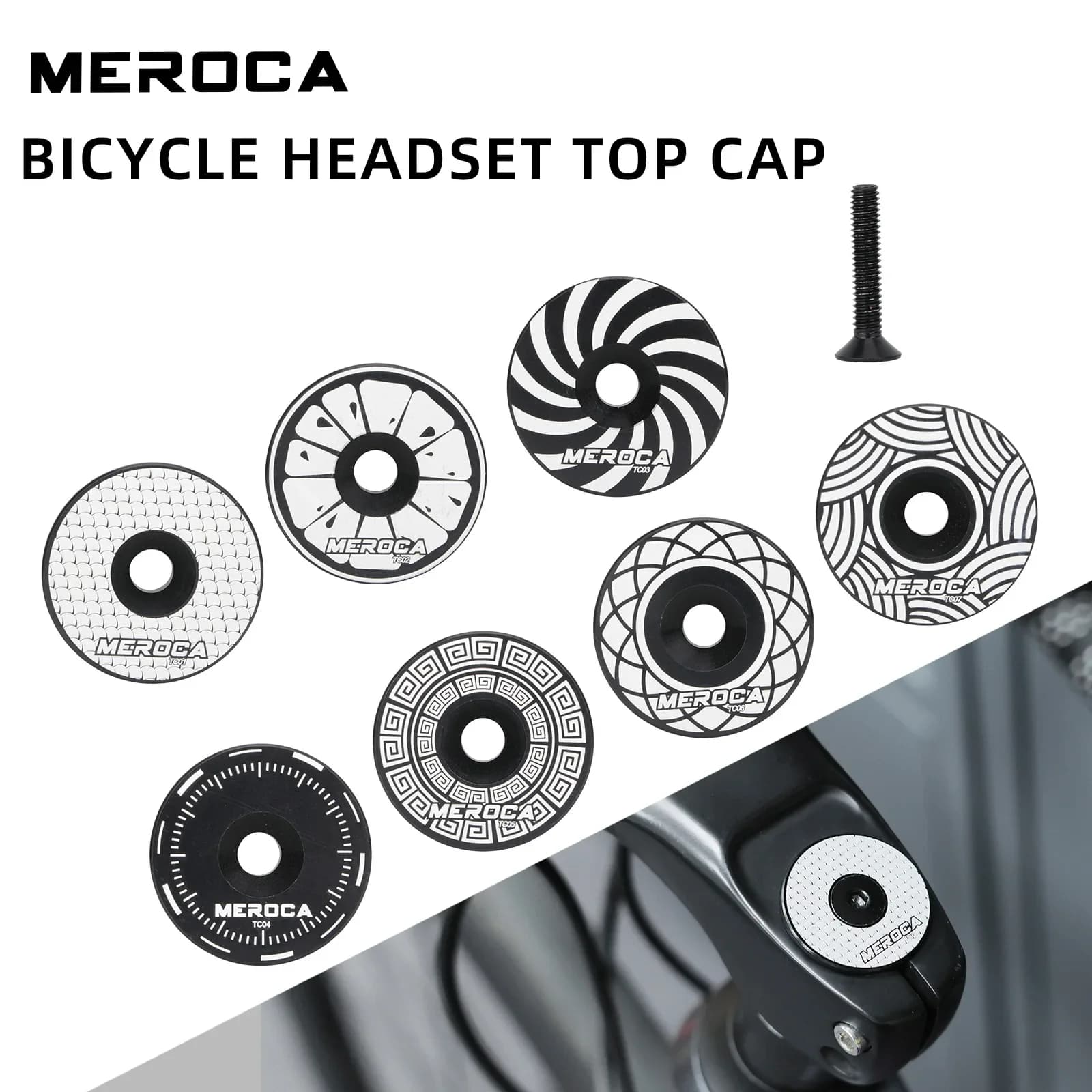 MEROCA Top cap for ultralight aluminium alloy bicycle headset for Mtb road bike fork 28,6 mm 1-1/8"